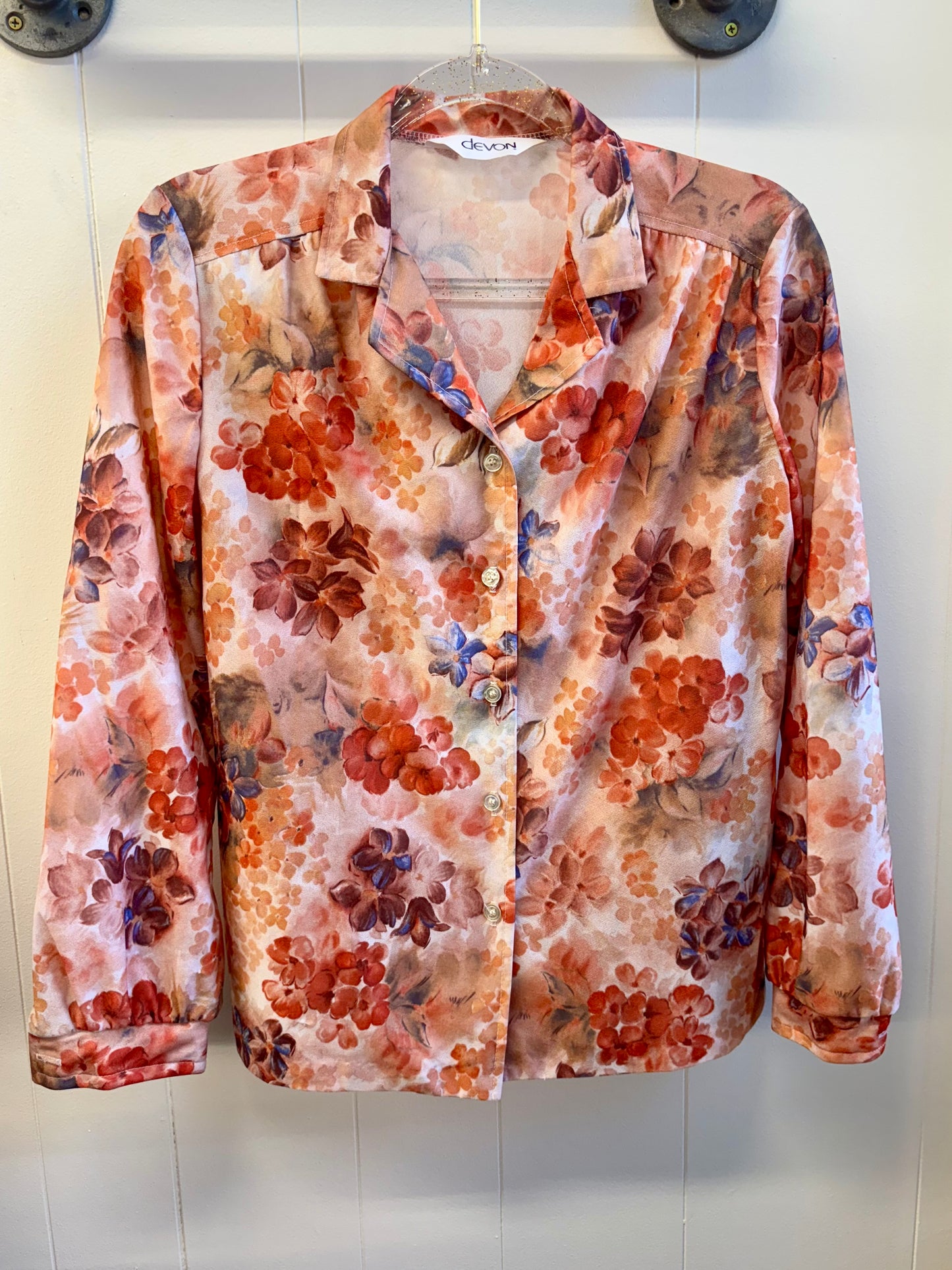 Coral & Beige Floral Button Down