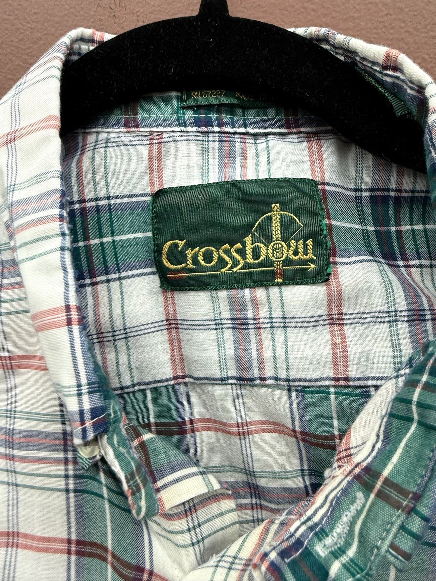 Green Plaid Short Sleeve Button Up