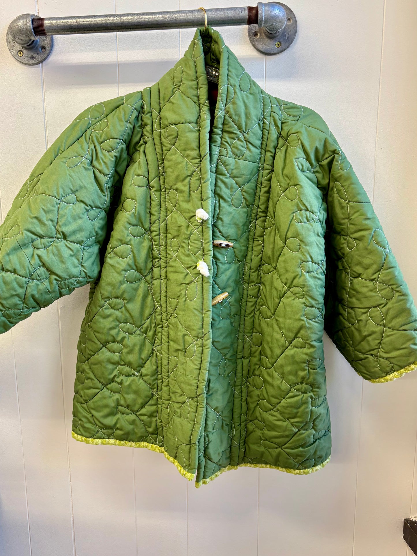 Handmade Olive Green Quilted Coat
