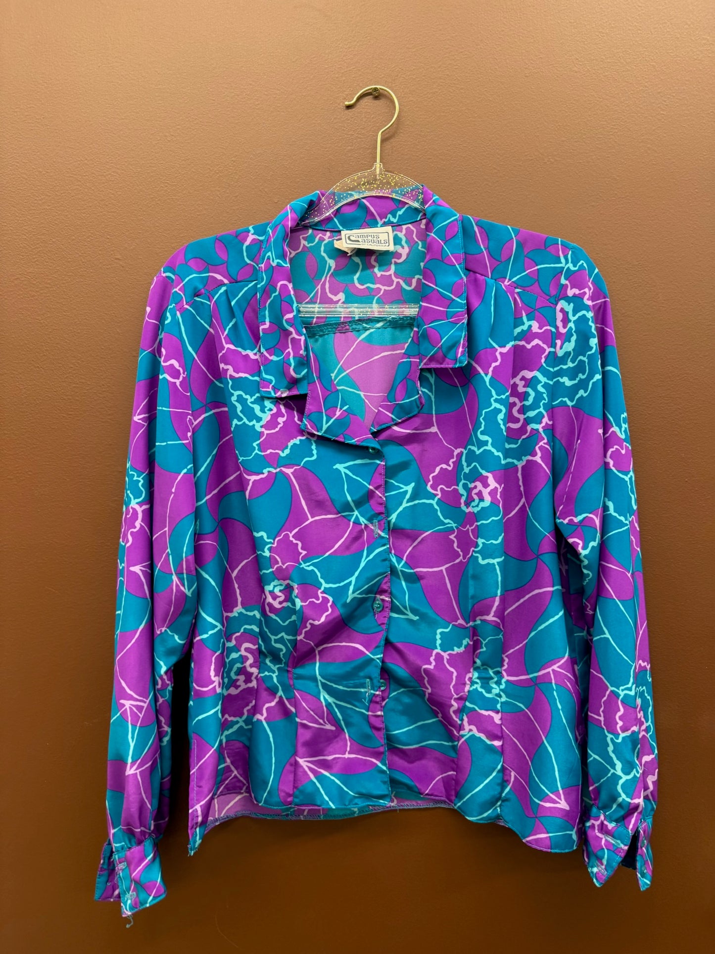 Teal & Purple Abstract Blouse