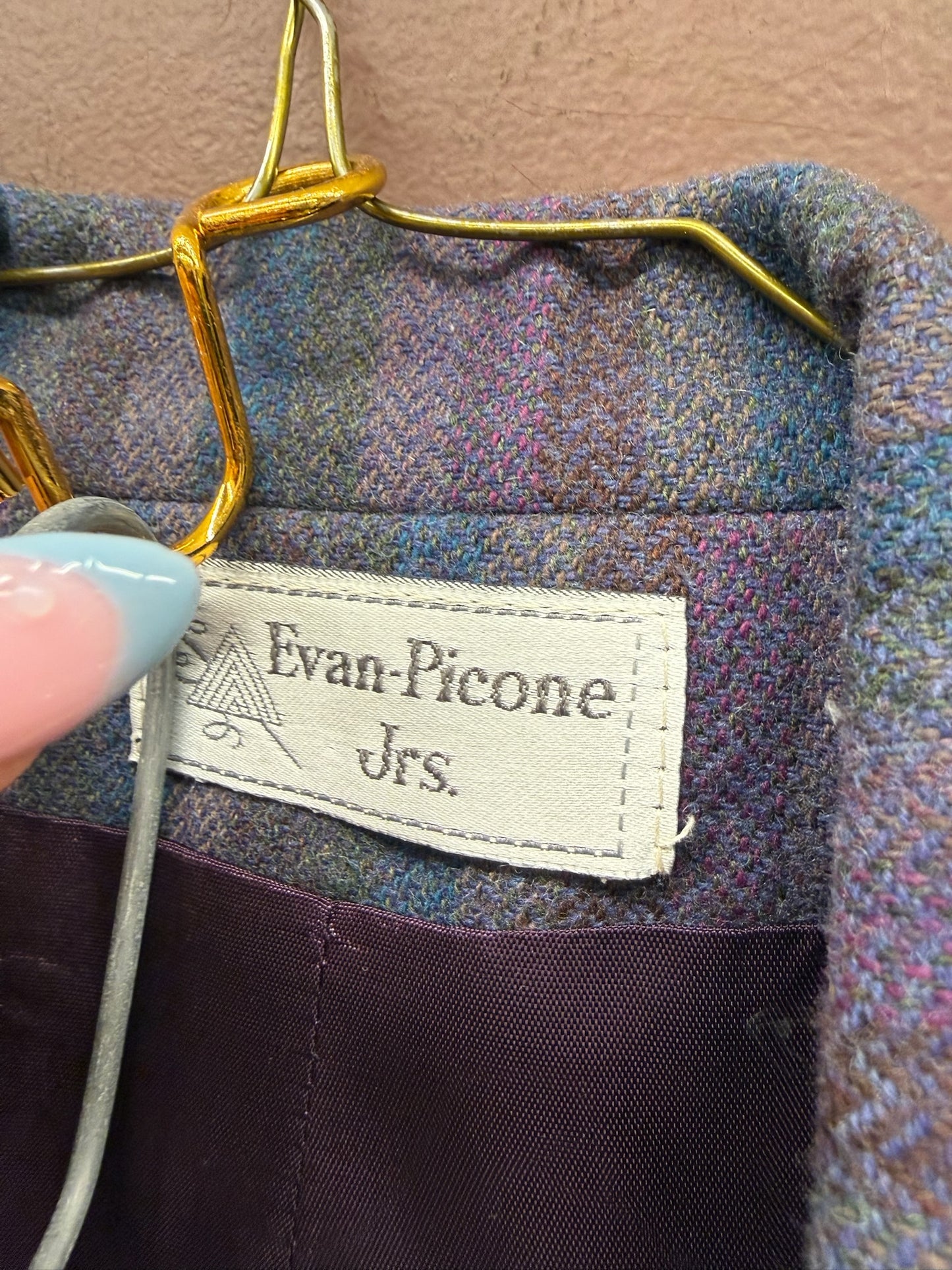 Purple and Blue Striped Blazer Set