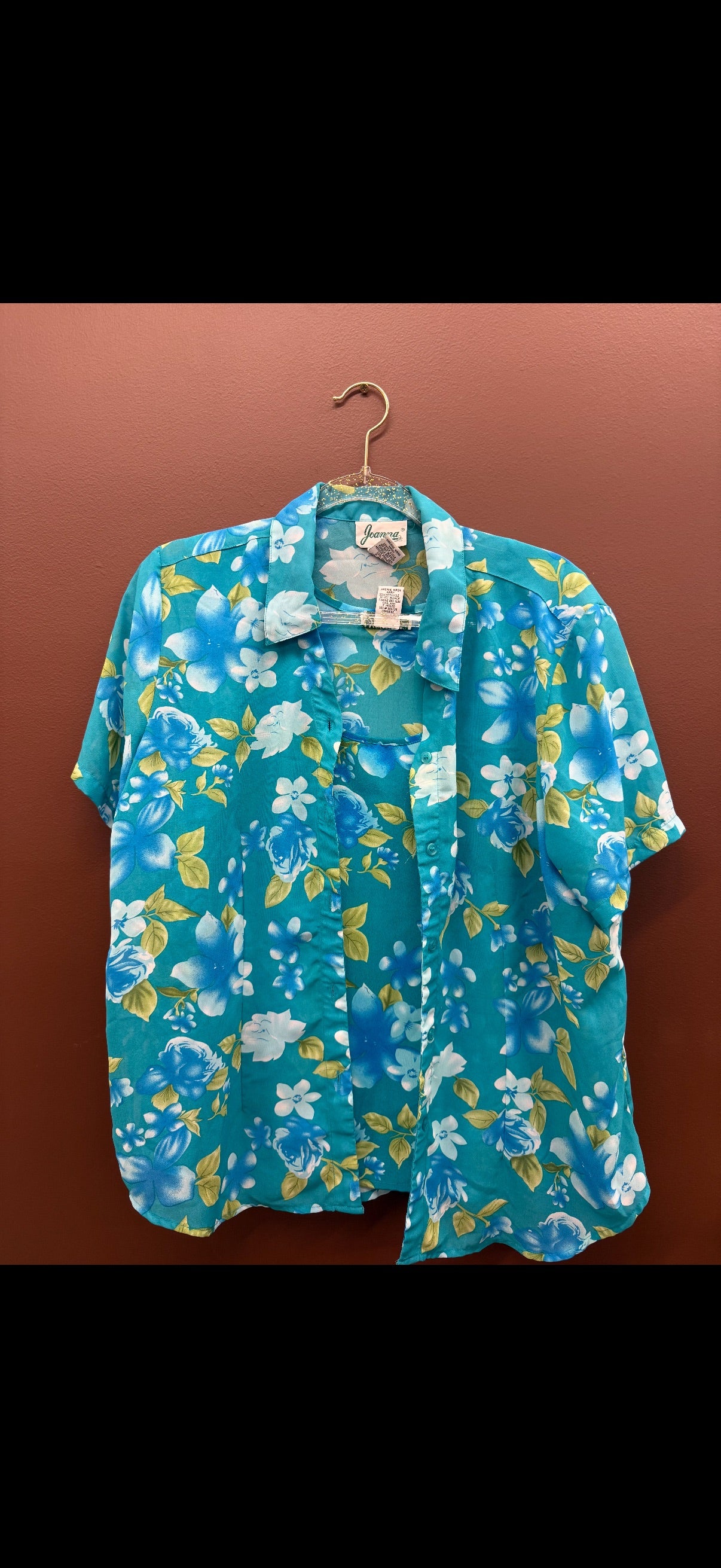 Turquoise Floral Tank and Matching Button Up