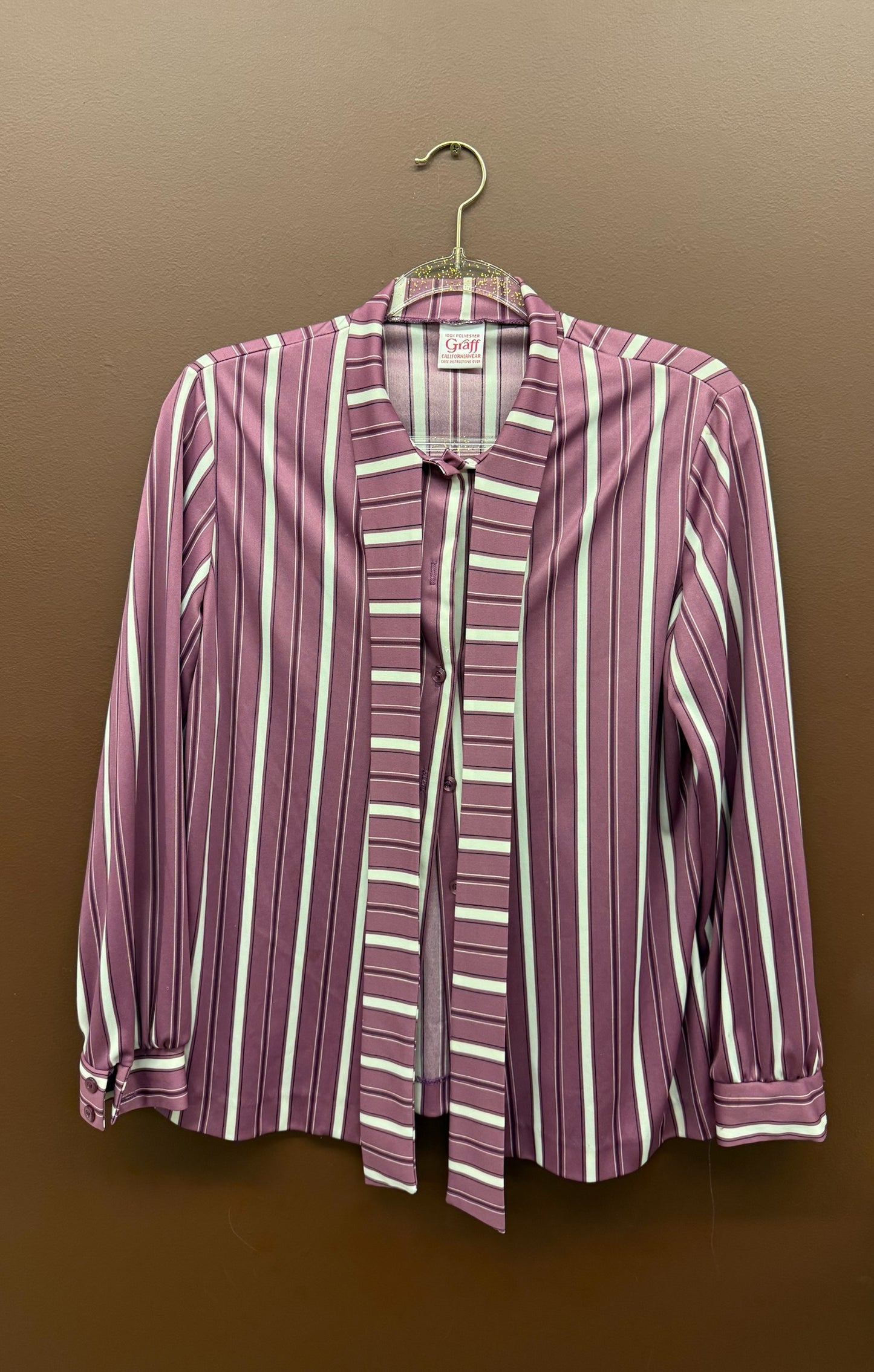 Mauve Striped Scarf Blouse