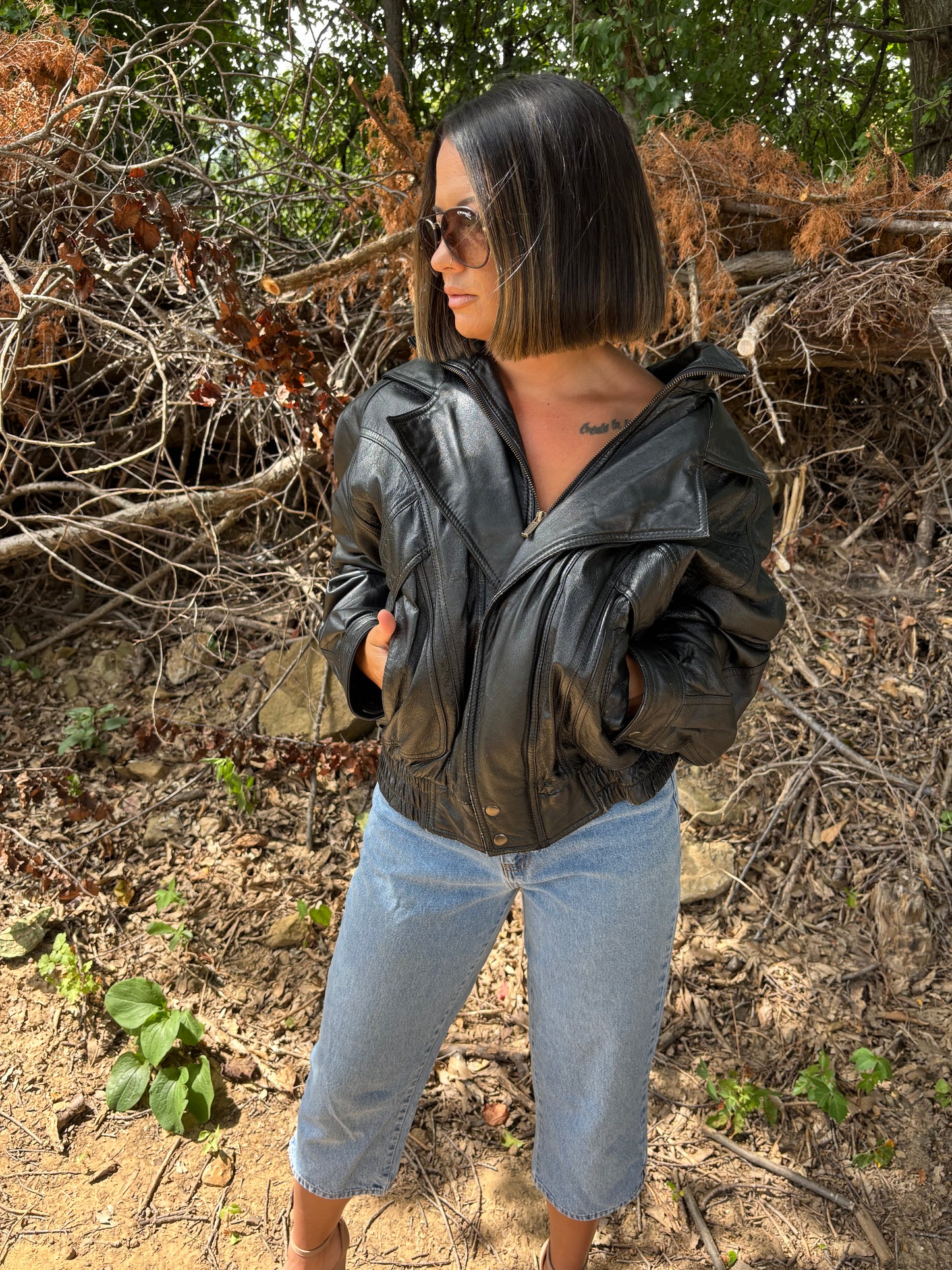 Vintage Leather Bomber Jacket