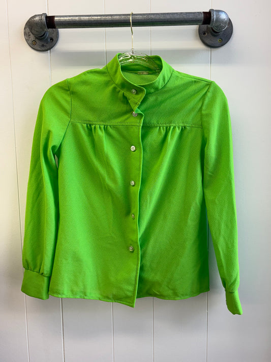 Lime Mandarin Collar Blouse