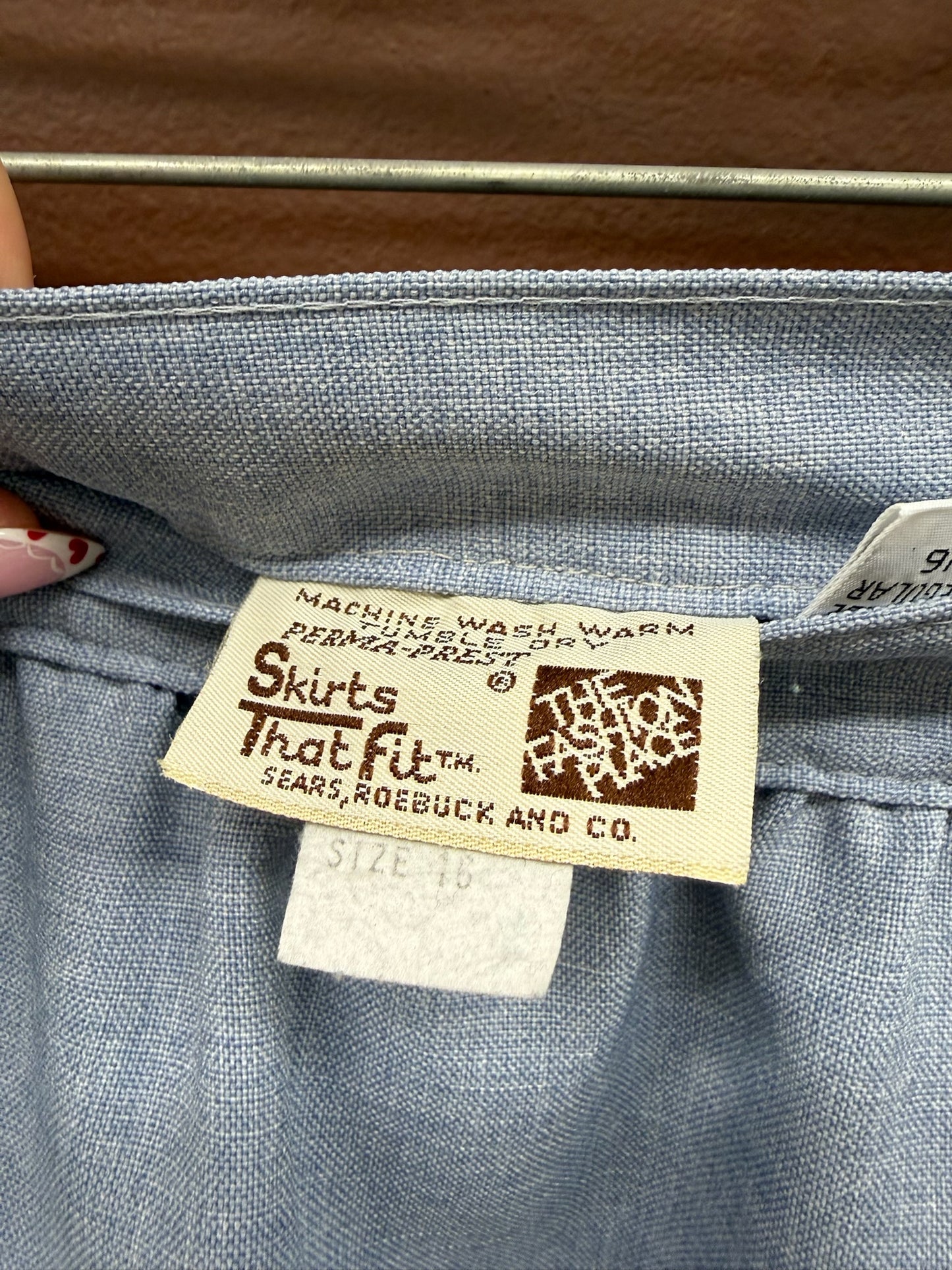 Blue Linen Pencil Skirt