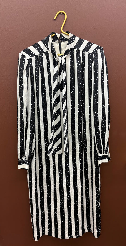 Vintage Don Elliot B&W Striped Dress