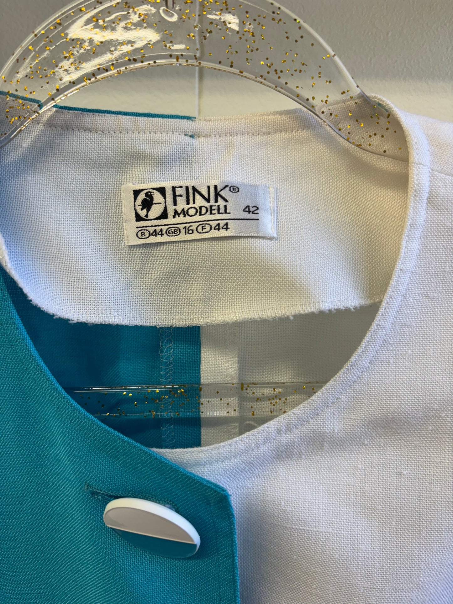 Turquoise Color-block Button Top