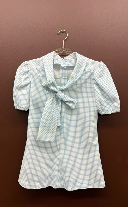 Checkered Puff Sleeve Top