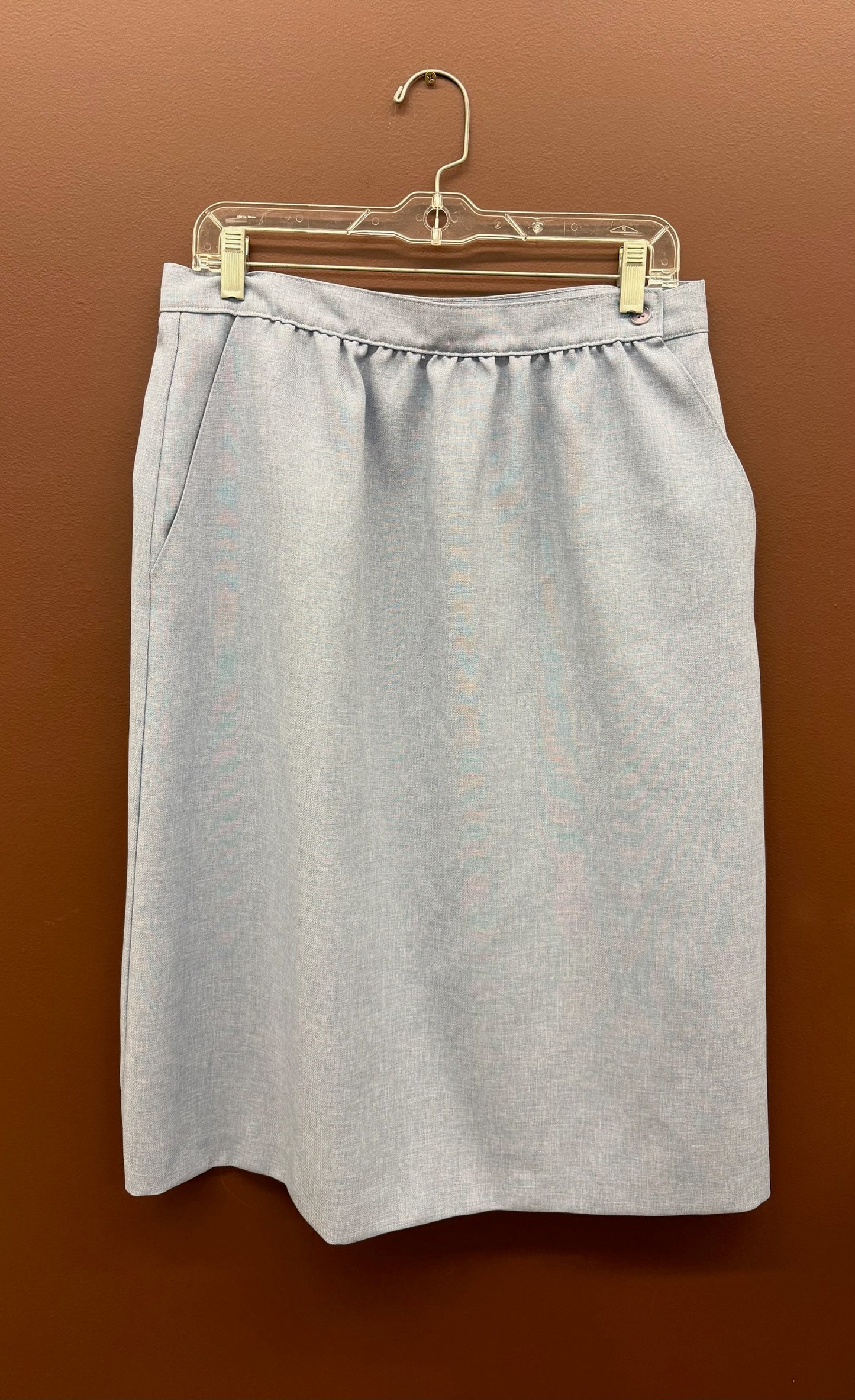 Blue Linen Pencil Skirt
