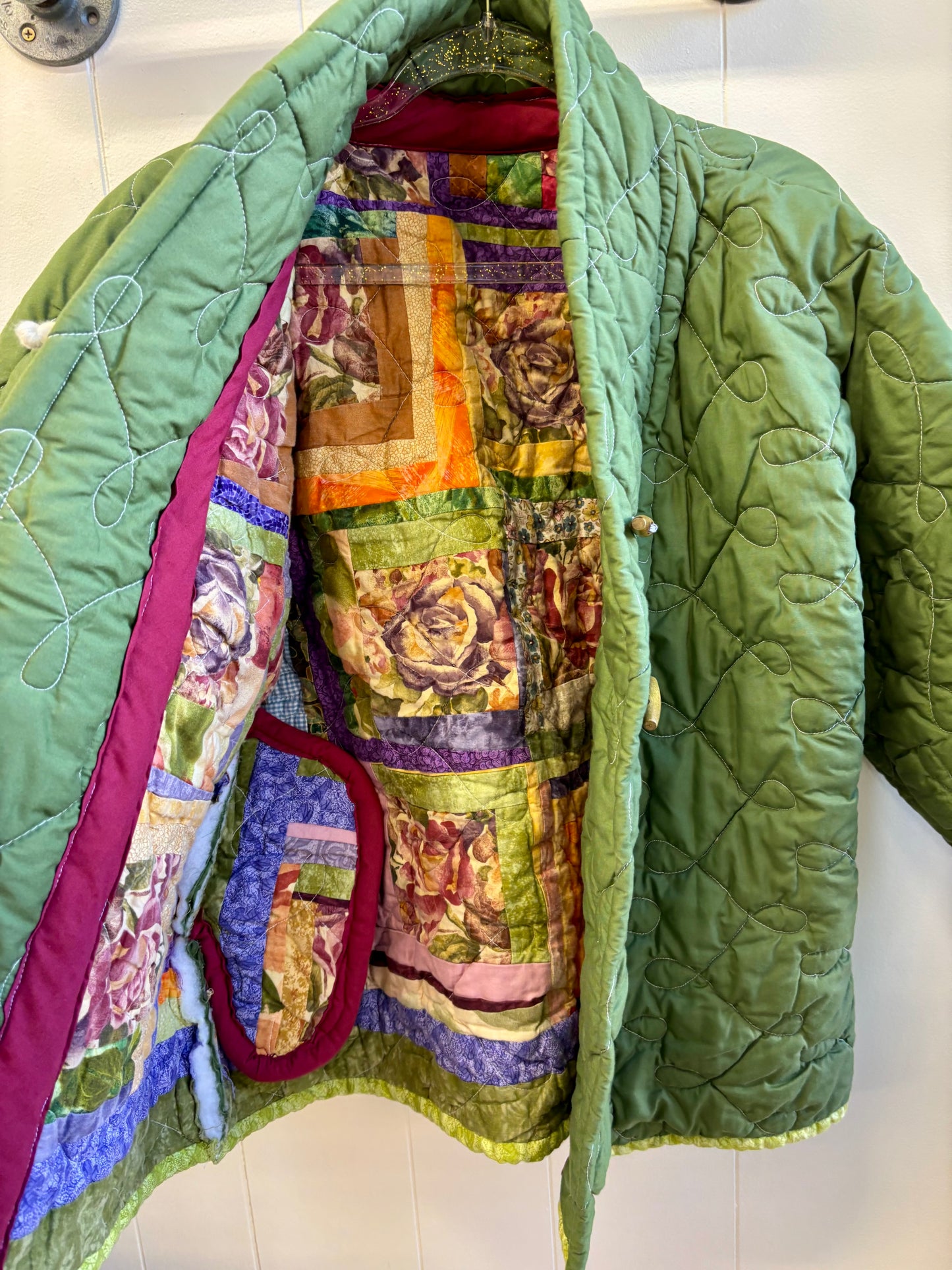 Handmade Olive Green Quilted Coat