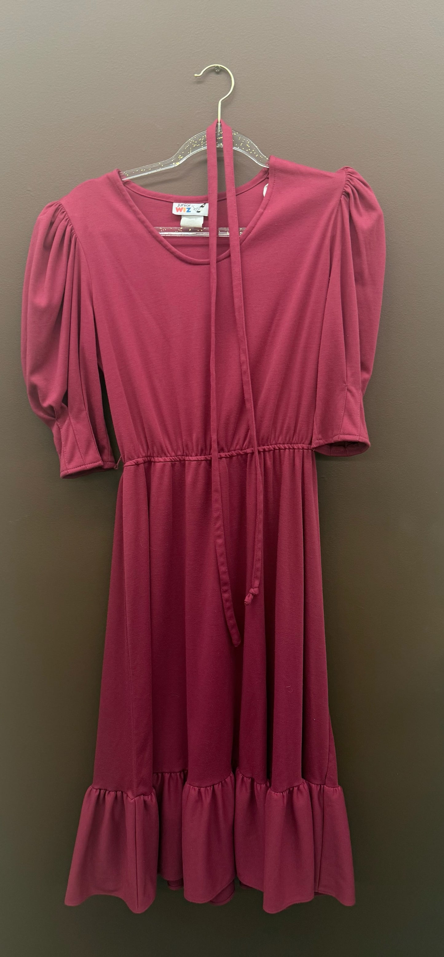 Magenta Ruffle Dress with Tie