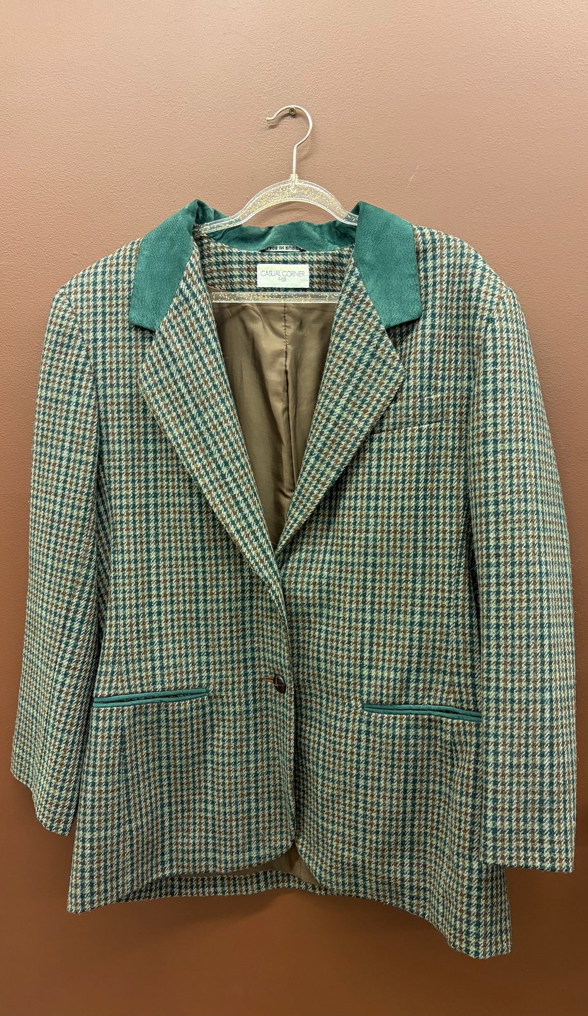 Vintage Green Houndstooth Blazer