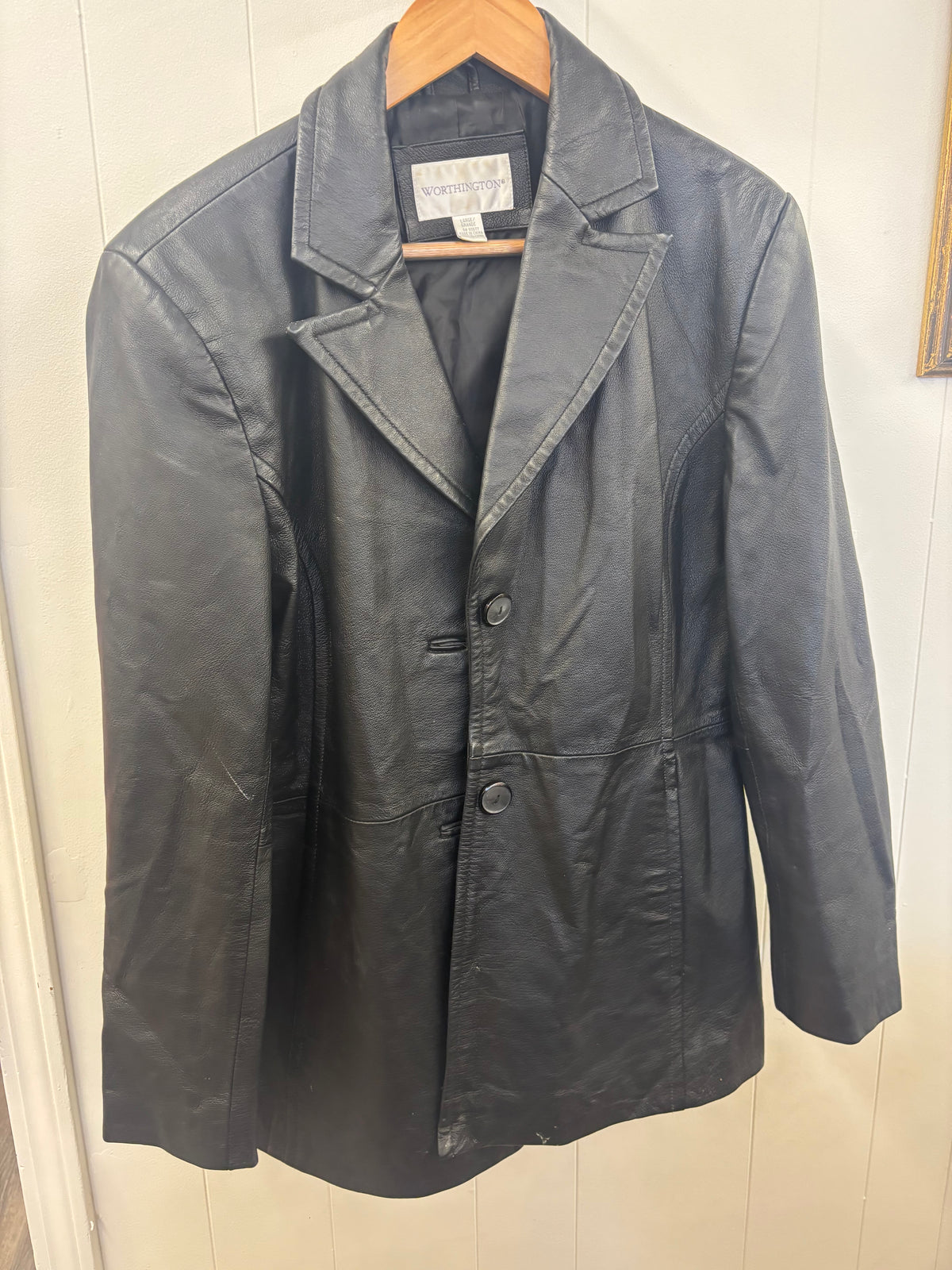 Black Leather Blazer Jacket