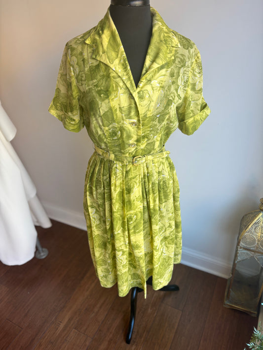 1950’s Lime Green Floral Dress