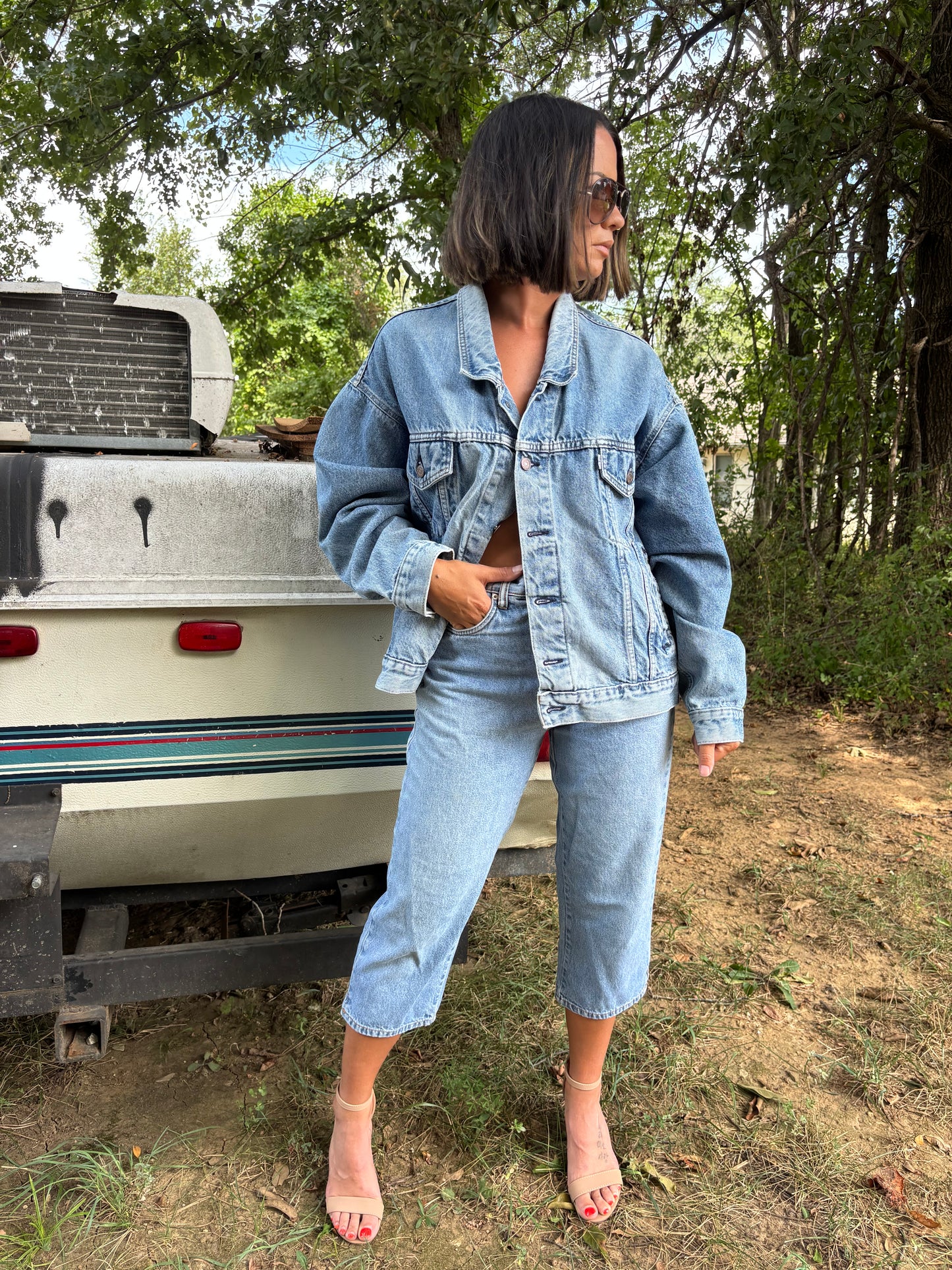 Capri High Waisted Mom Jeans