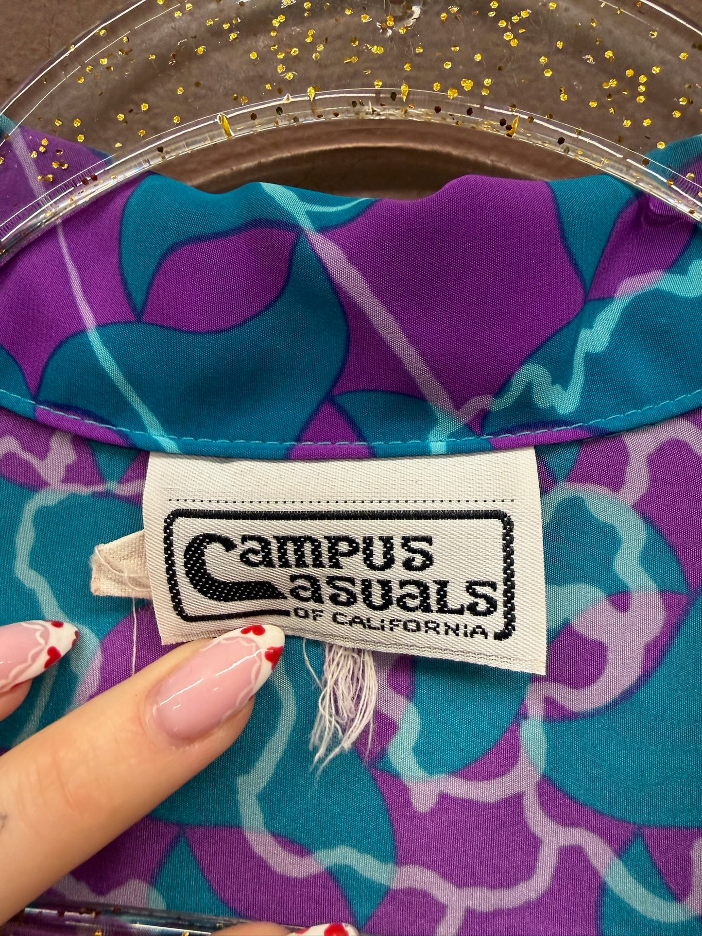 Teal & Purple Abstract Blouse