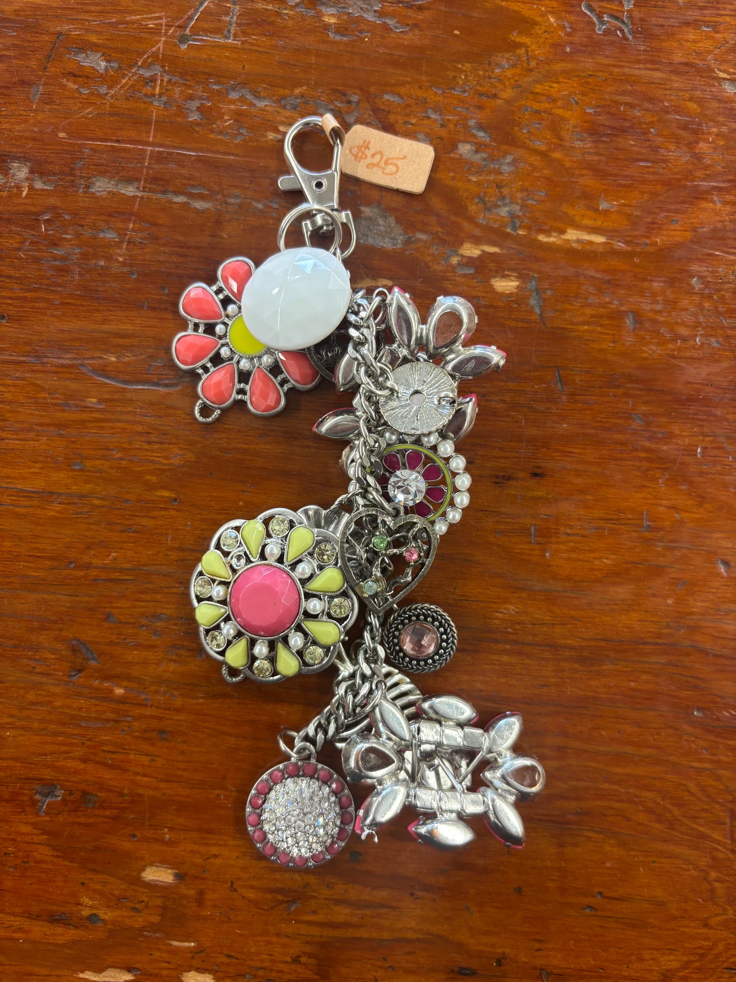 Vintage Jewelry Keychain - Pink