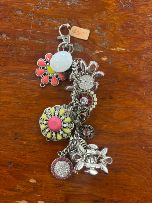 Vintage Jewelry Keychain - Pink