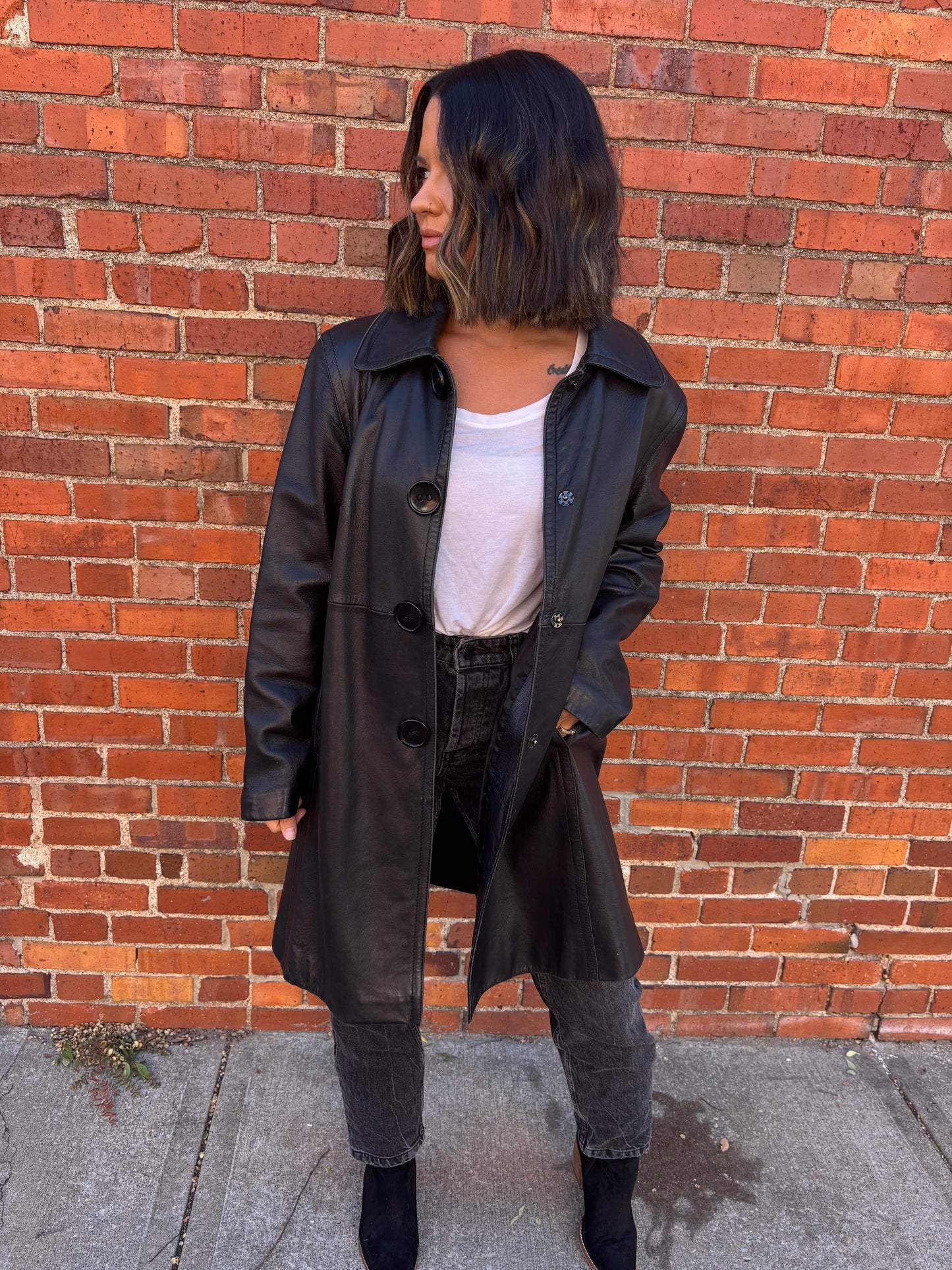 Black Leather Colebrook Jacket