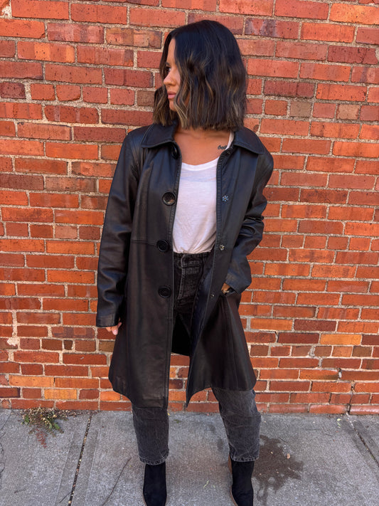 Black Leather Colebrook Jacket