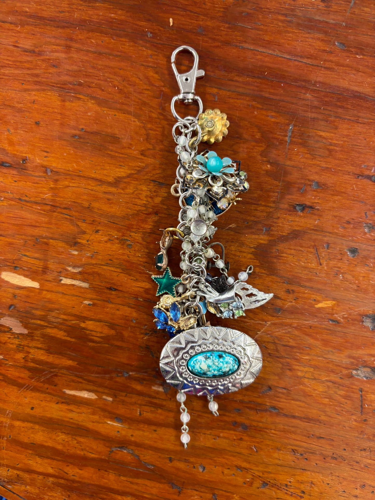 Vintage Jewelry Keychain - Turquoise