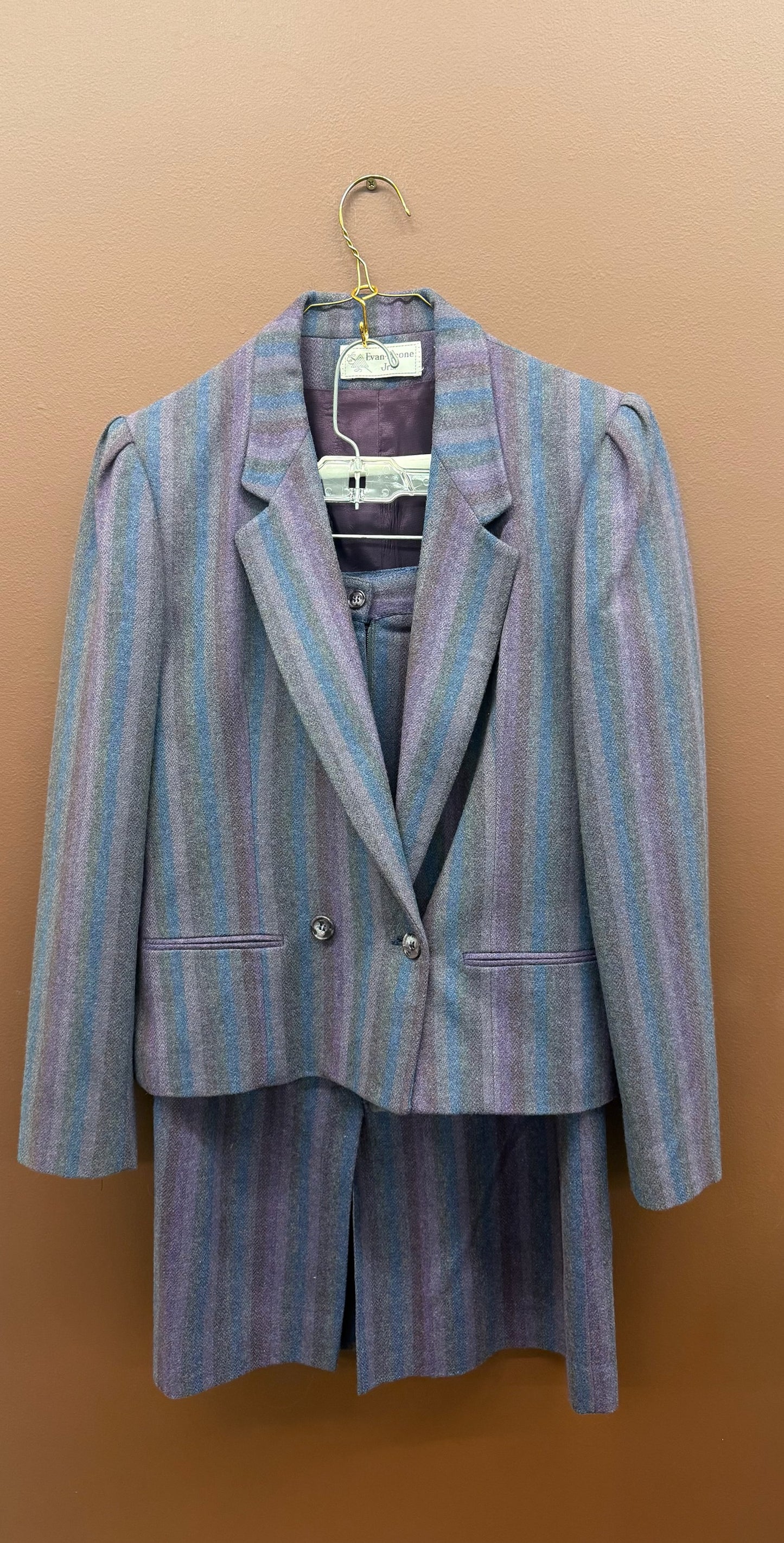 Purple and Blue Striped Blazer Set