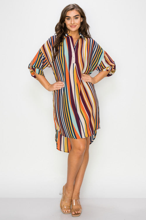 Striped in Magenta Tunic - Plus Size