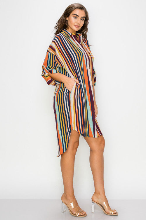 Striped in Magenta Tunic - Plus Size