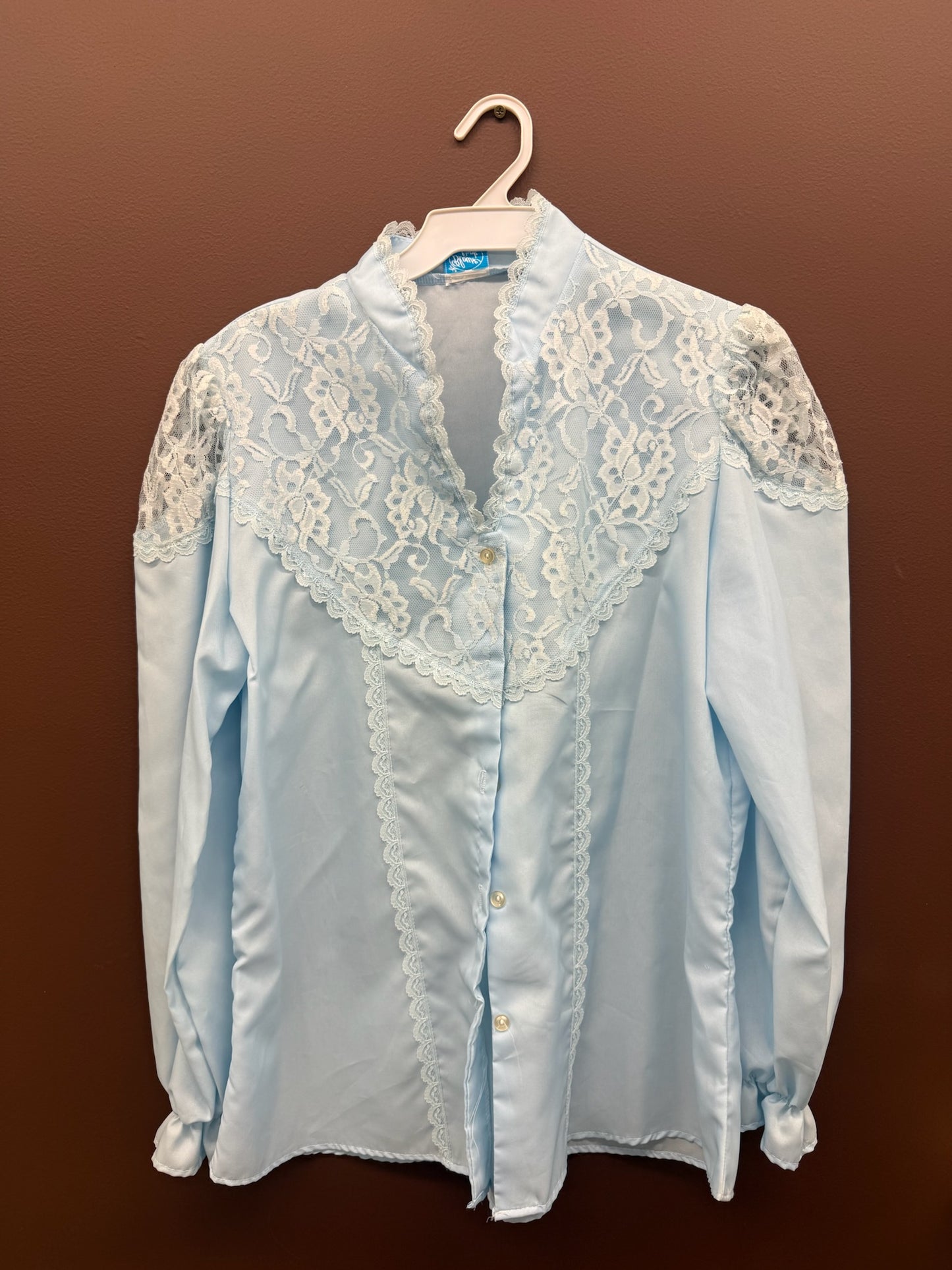 Vintage Baby Blue Blouse Look Top