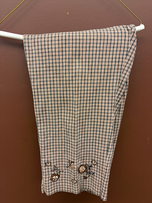Brown & Black Embroidered Slacks
