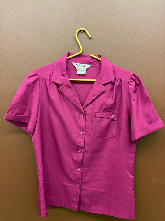 Magenta Short Sleeve Button Up