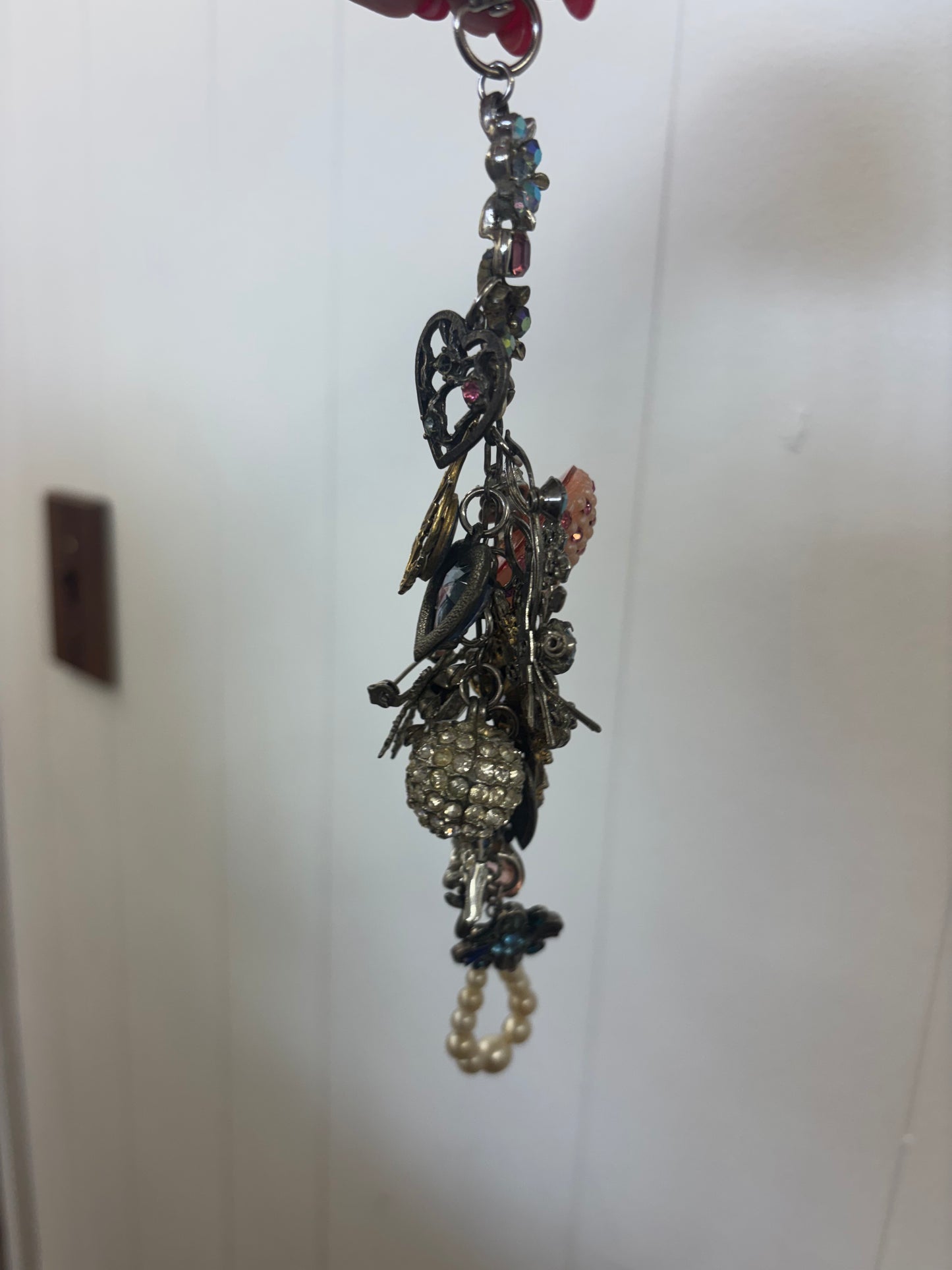 Vintage Jewelry Keychain - Blue & Pink