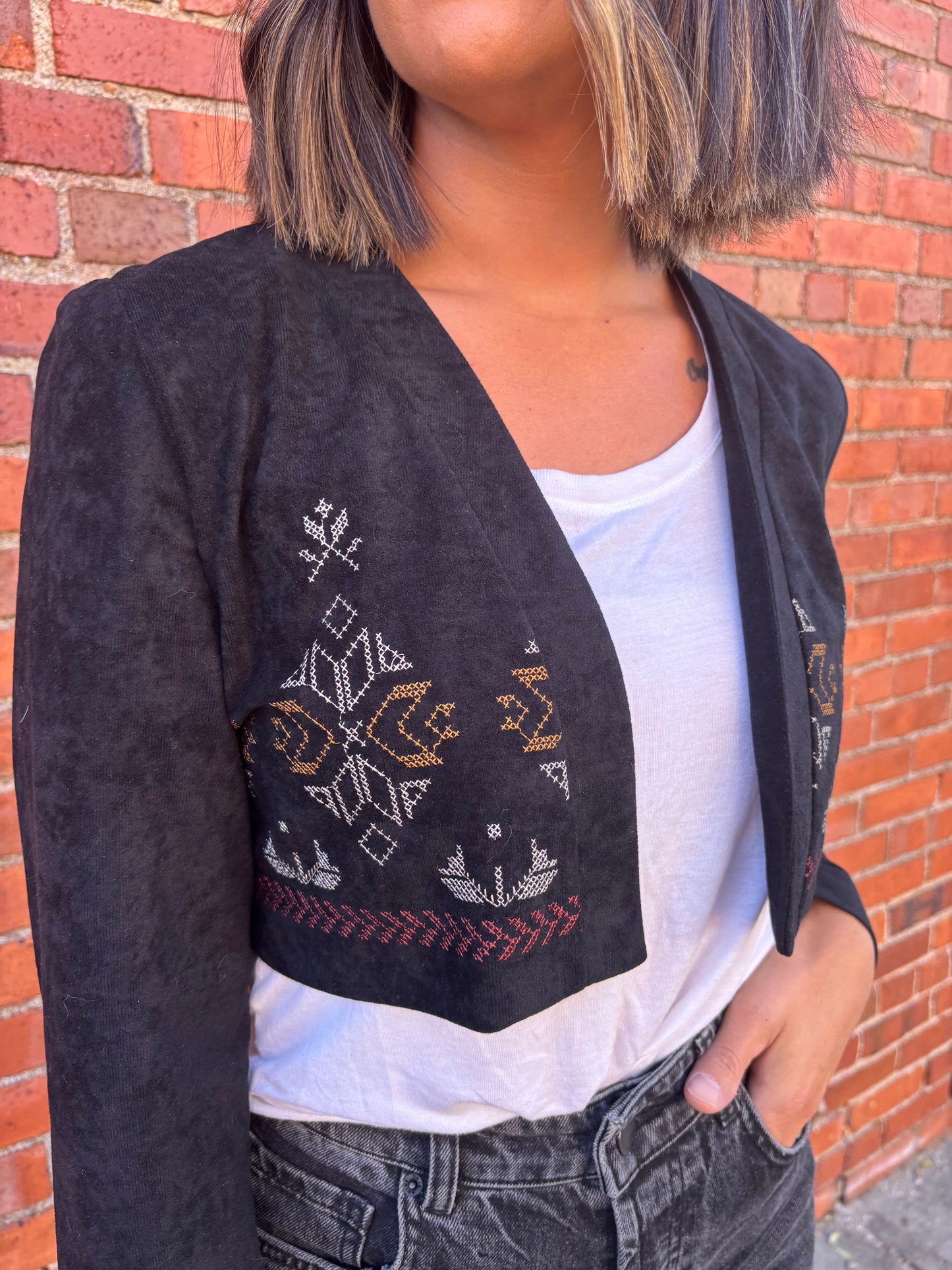 Embroidered Crop Jacket