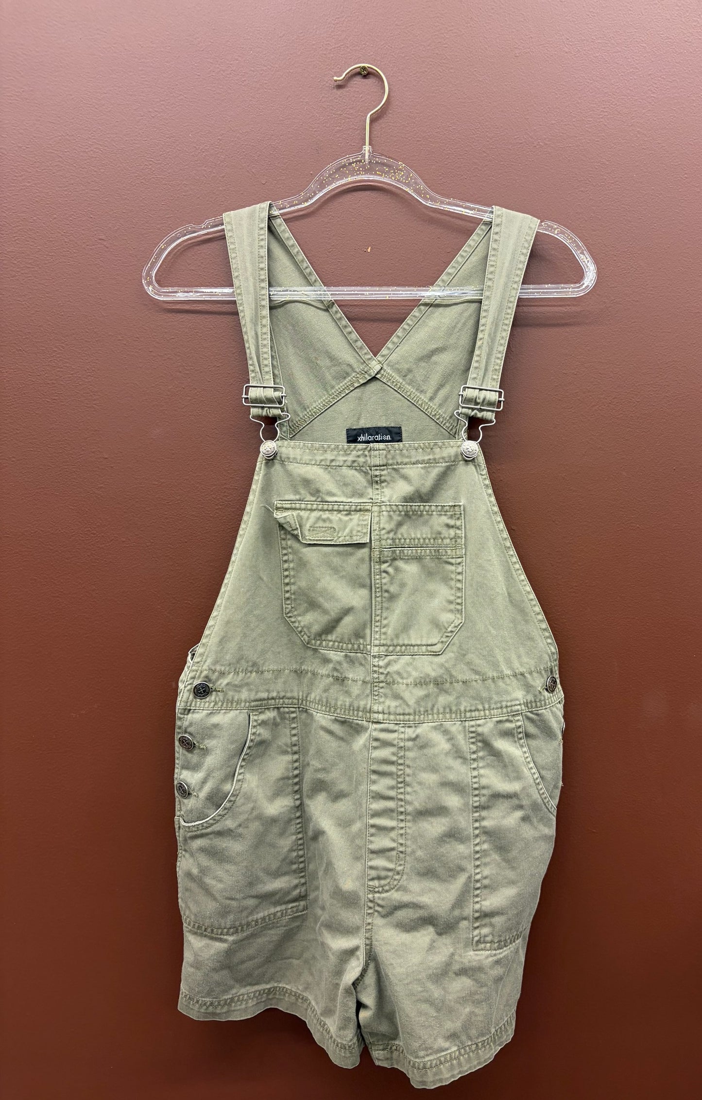 Y2K Khaki Short Overalls