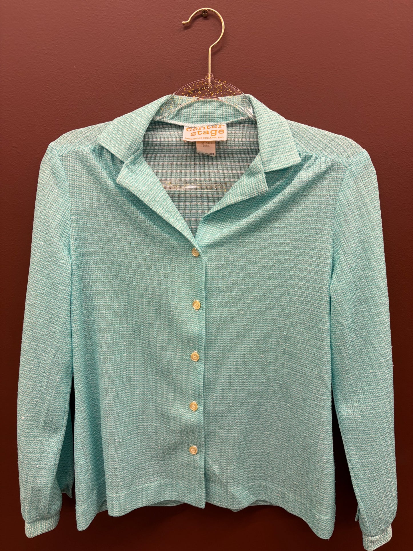 Turquoise Flecked 70’s Blouse