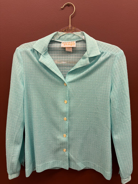 Turquoise Flecked 70’s Blouse