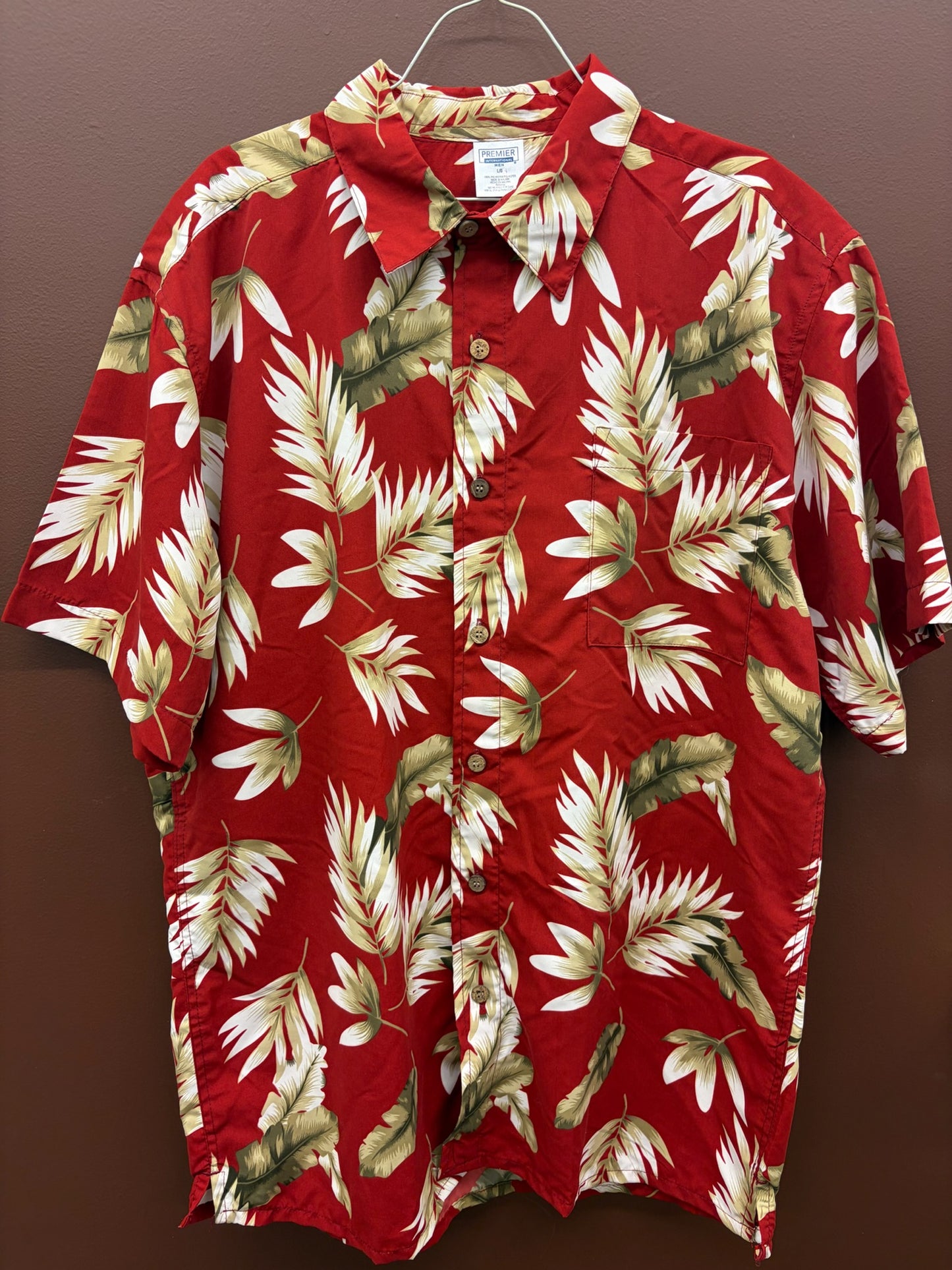 Red Palm Leaf Men’s Shirt