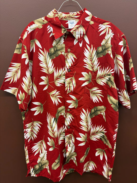 Red Palm Leaf Men’s Shirt