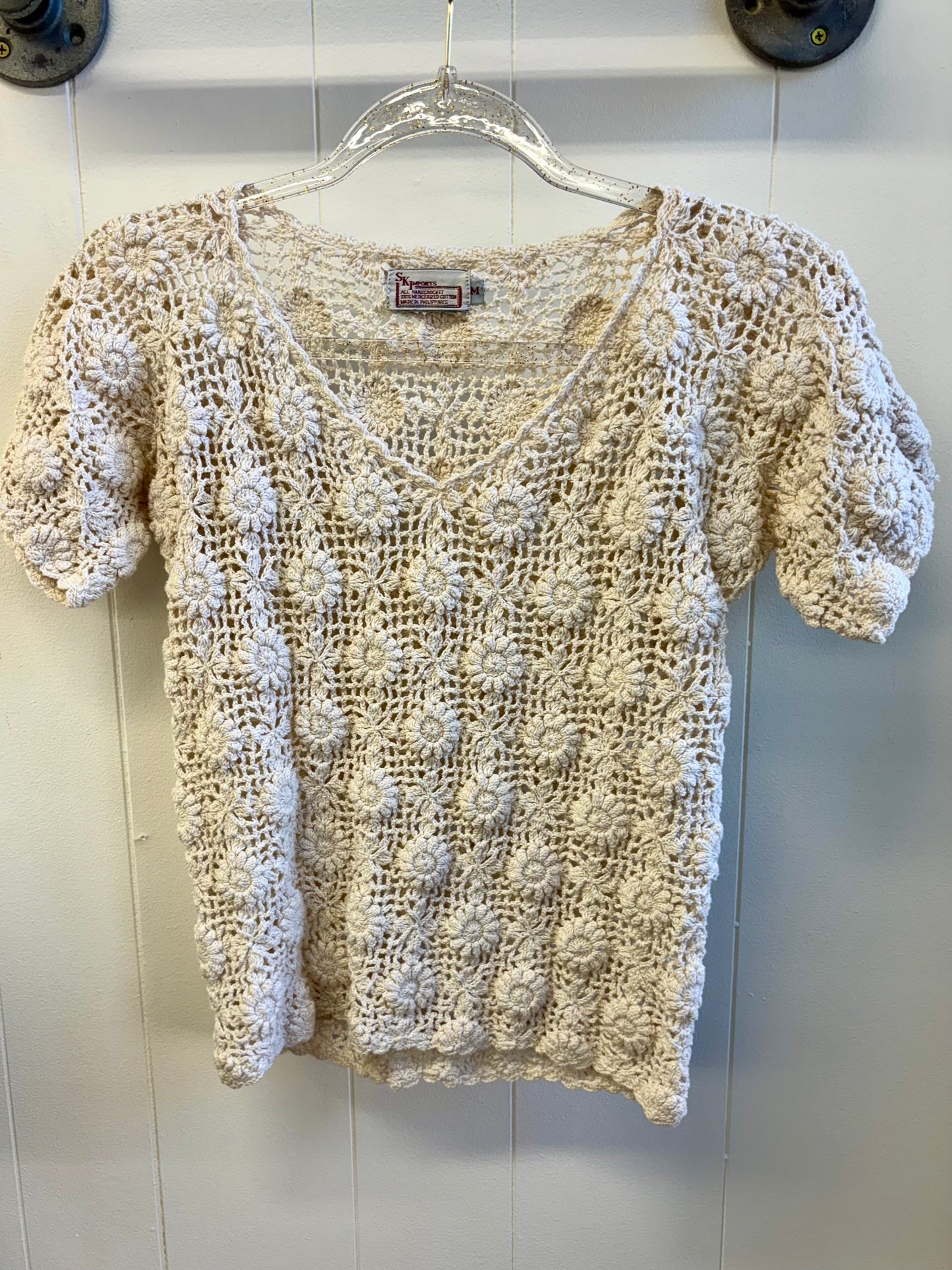 Vintage Ivory Crotchet Top