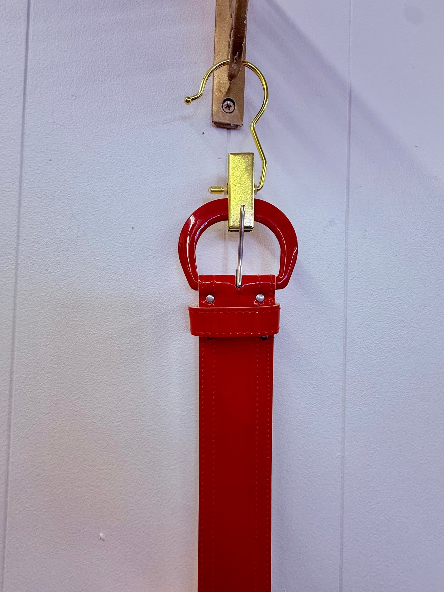 Cherry Red Patten Leather Belt