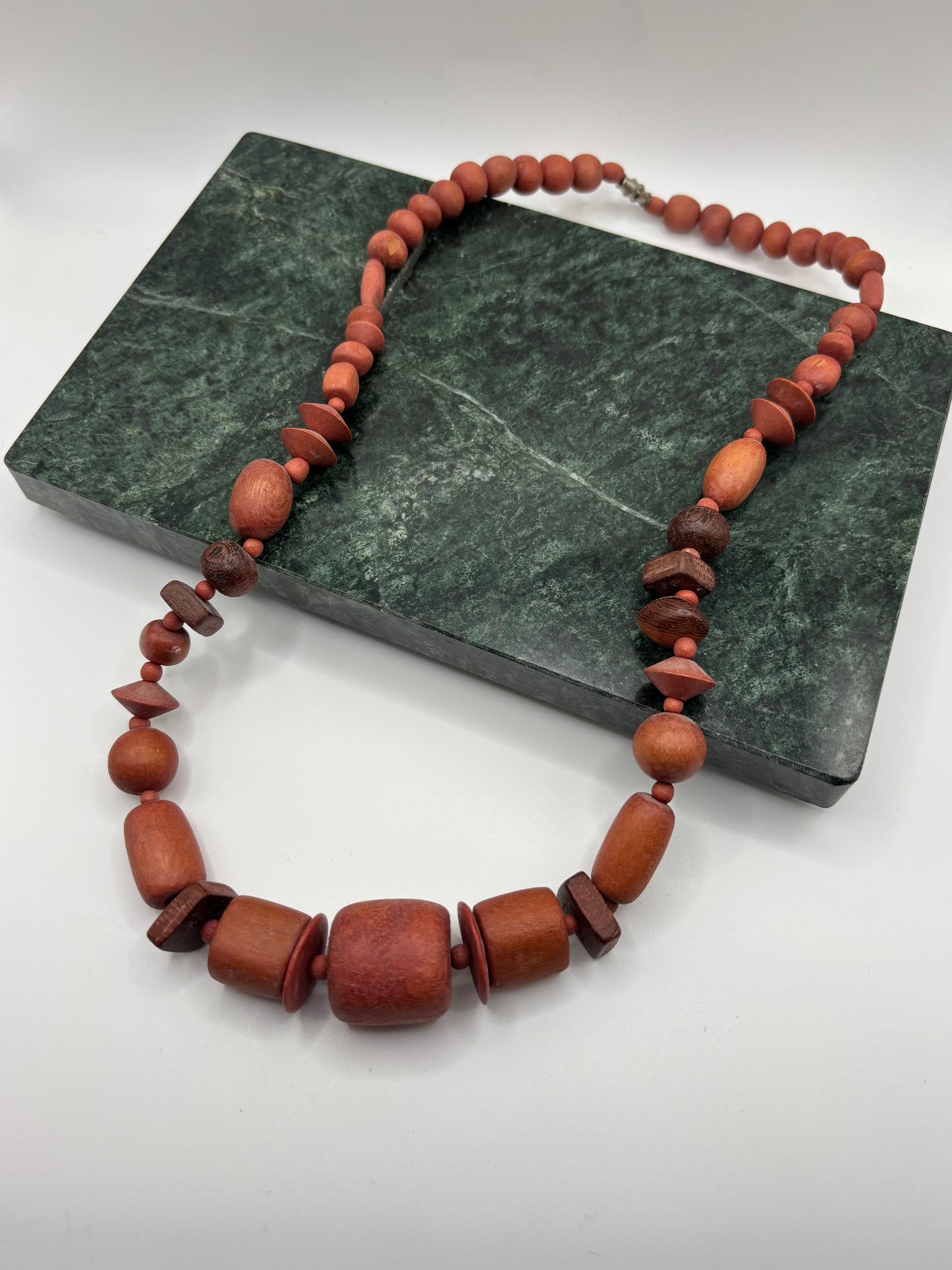 Red Beaded Wooden Necklace
