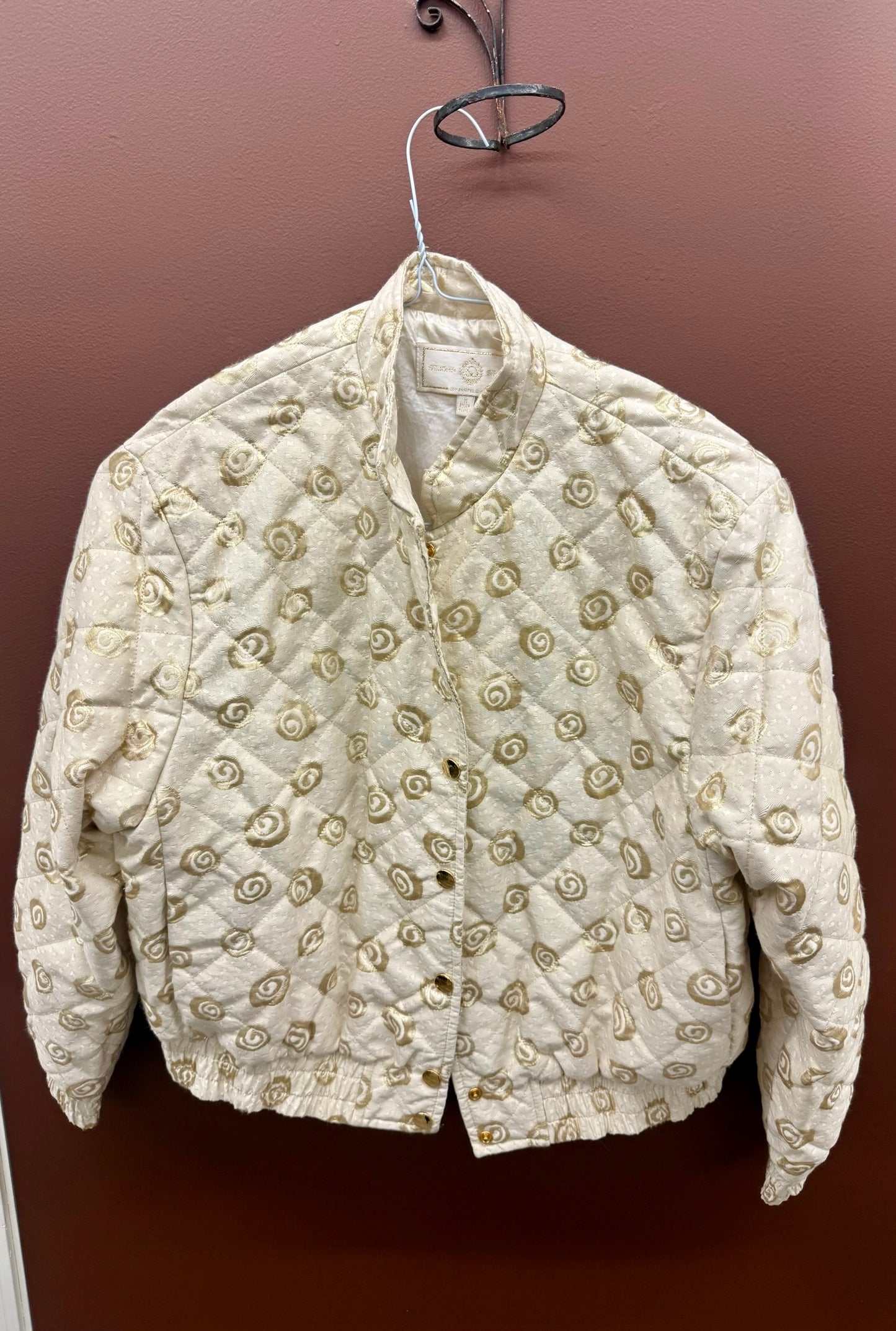 White & Gold Foil Quilted Jacket