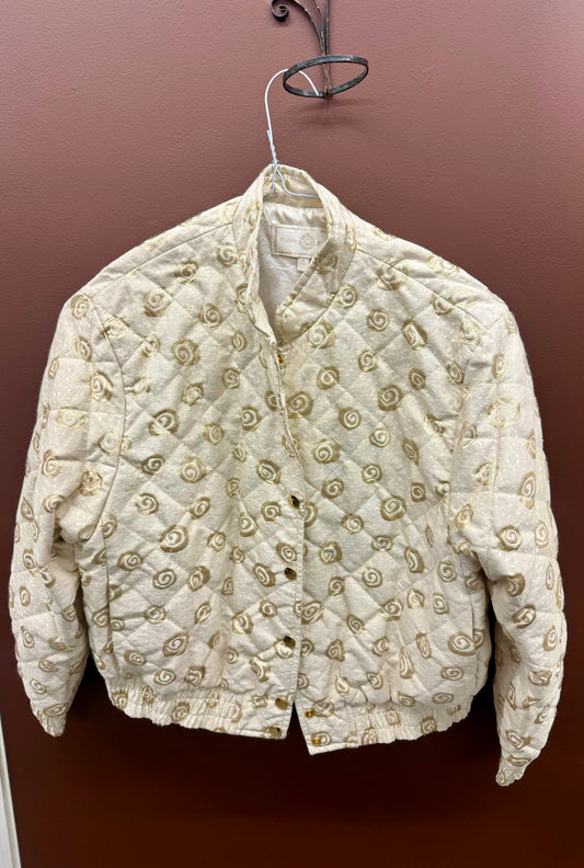 White & Gold Foil Quilted Jacket