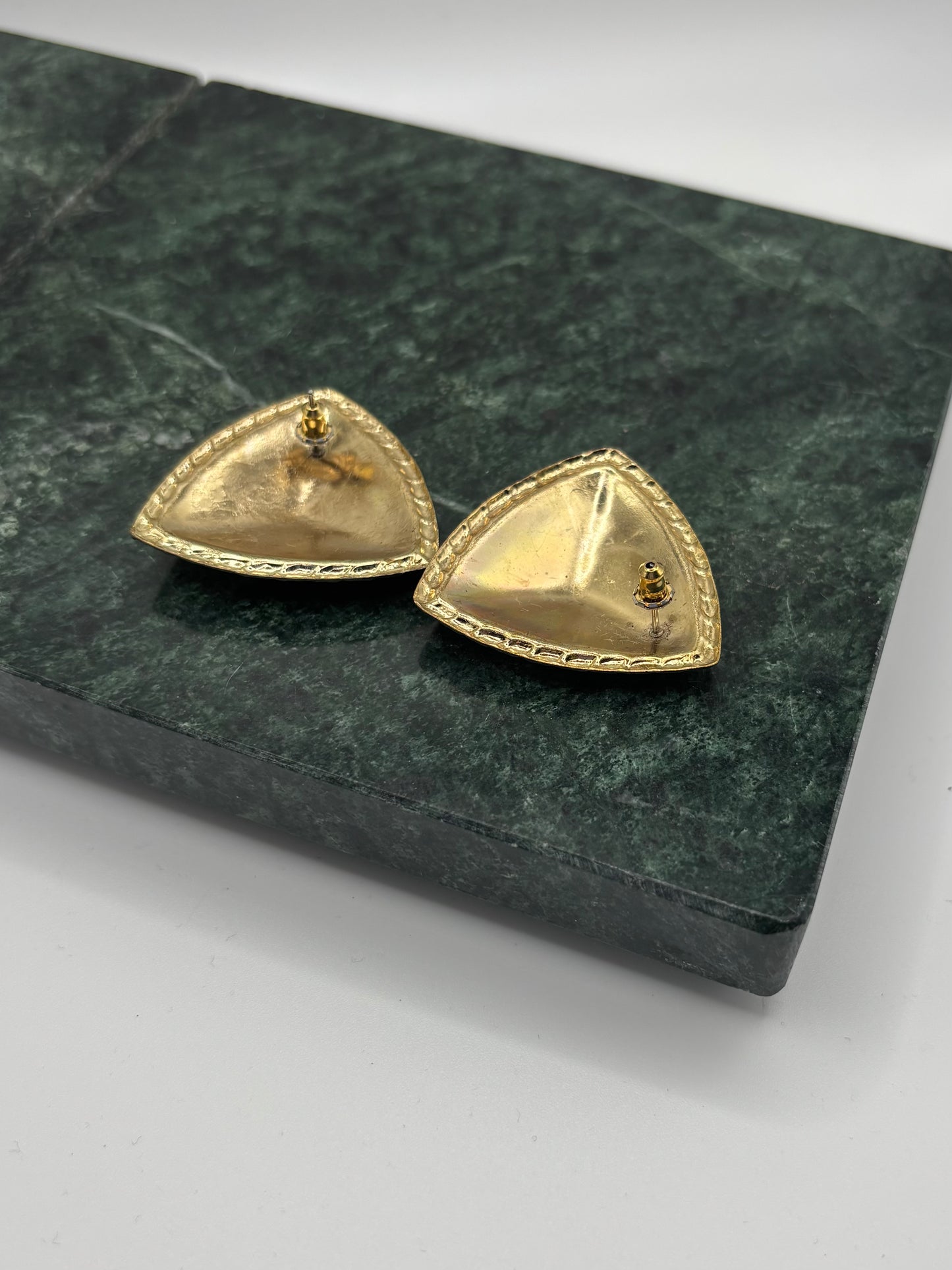 Jumbo Yellow Vintage Triangle Earrings