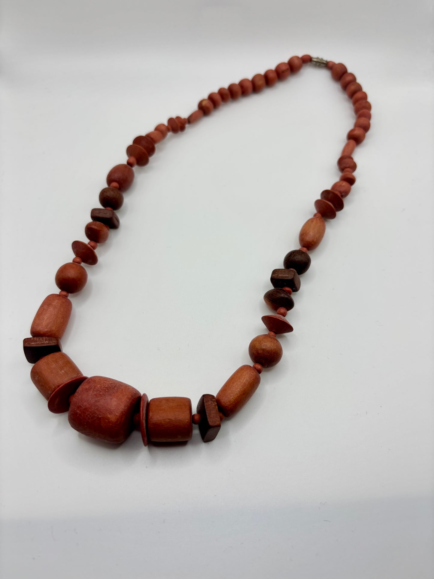 Red Beaded Wooden Necklace
