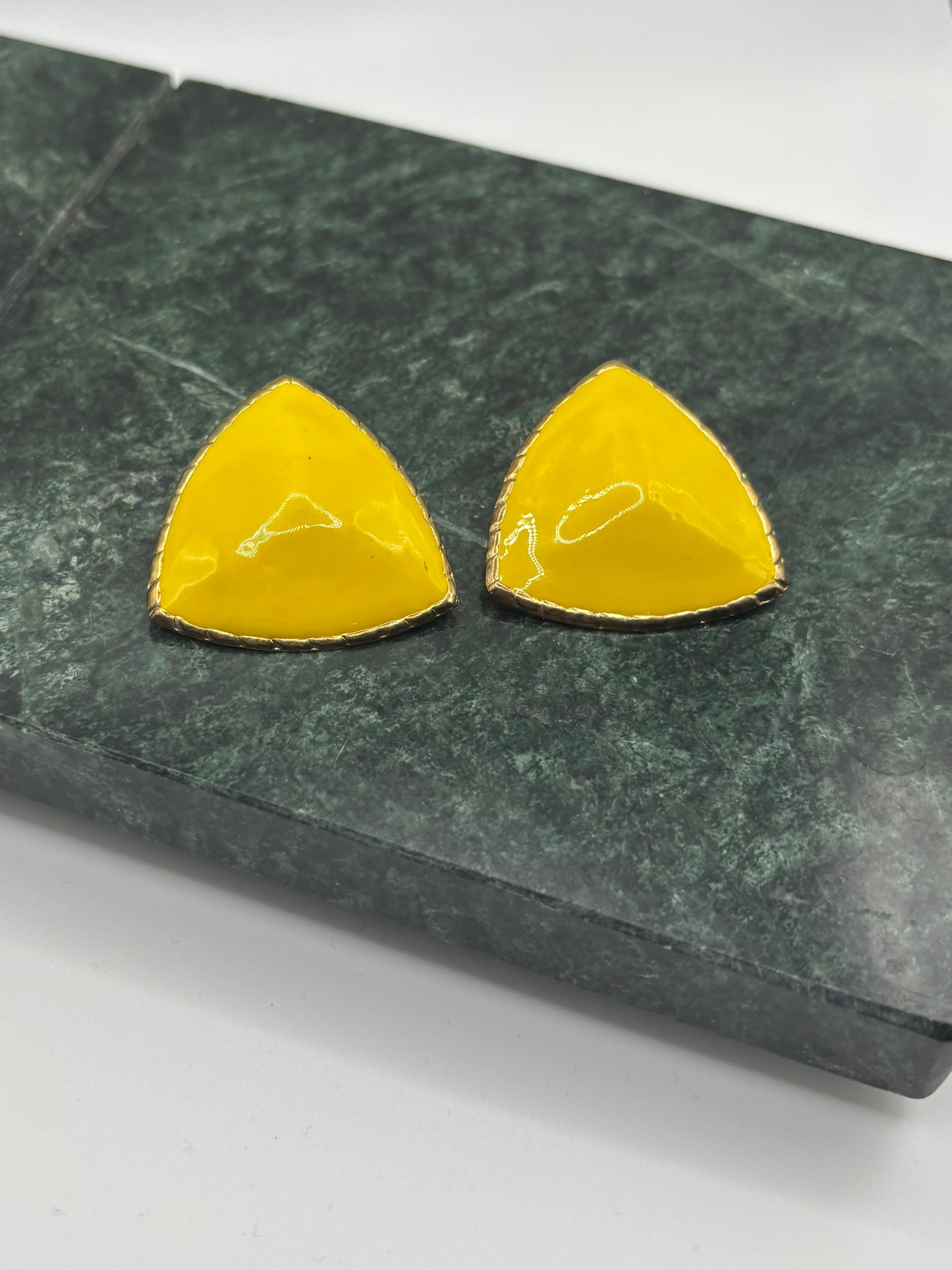 Jumbo Yellow Vintage Triangle Earrings