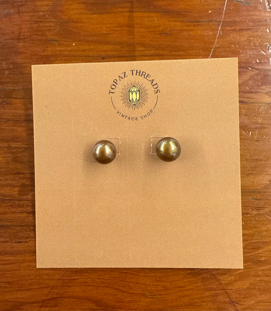 Freshwater Pearl Studs - Bronze