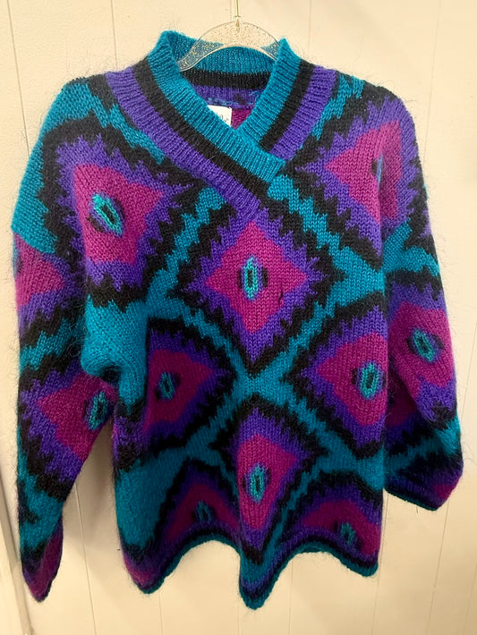 Vintage Diamond Print Mohair Sweater