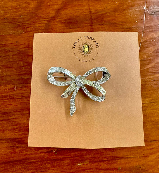 Vintage Marcel Boucher Crystal Bow Brooch